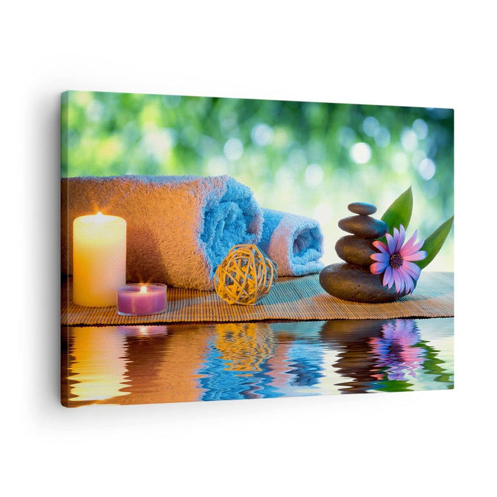 Bilder auf Leinwand Natur Entspannung Spa Kerzen Leinwandbild 70x50cm Wandbilder Dekoration Wohnzimm