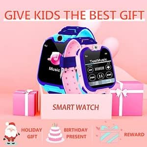 Kesasohe Smartwatch Kinder Telefon, wasserdichte Kind Uhr mit Voice-Chat SOS-Kamera Musik Wecker Tas