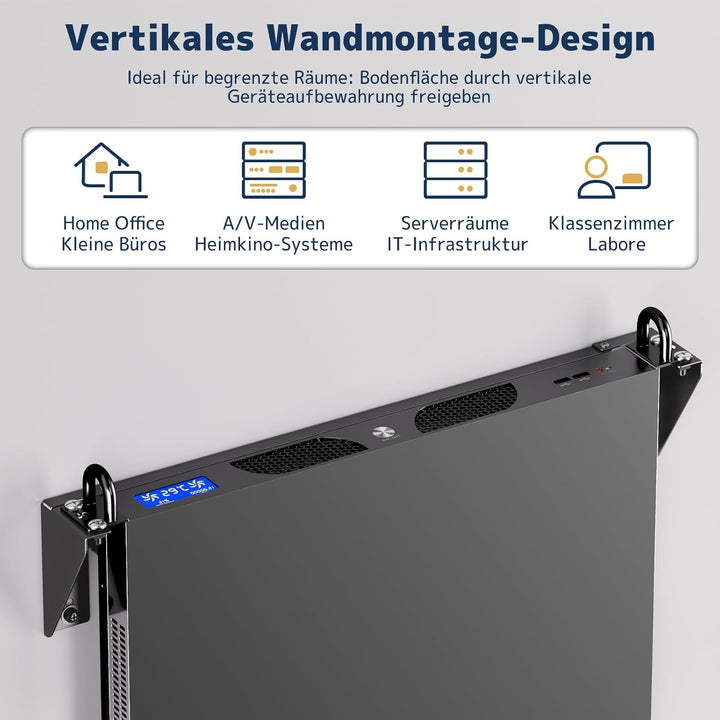 1HE 19 Zoll Wandhalterung Rack, Vertikale & Untertisch Montage, Stahl Server Rack Halter für Netzwer