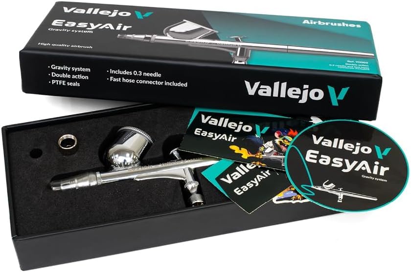 Vallejo EasyAir Airbrush mit doppelter Wirkung, ideal für Modellbau und Airbrush, schwimmende Düse 0