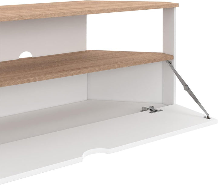 IDMarket – Eck-TV-Schrank 100 cm ELI Holzoptik Buche und Weiss