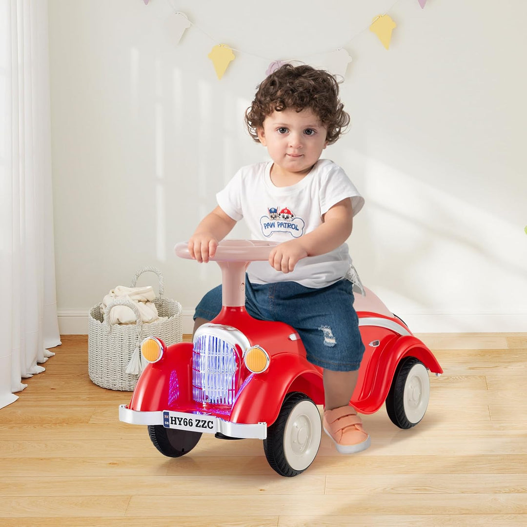 COSTWAY Rutschauto, klassisches Rutschfahrzeug mit Lenkrad & Hupe & LED-Scheinwerfer, Kinderfahrzeug