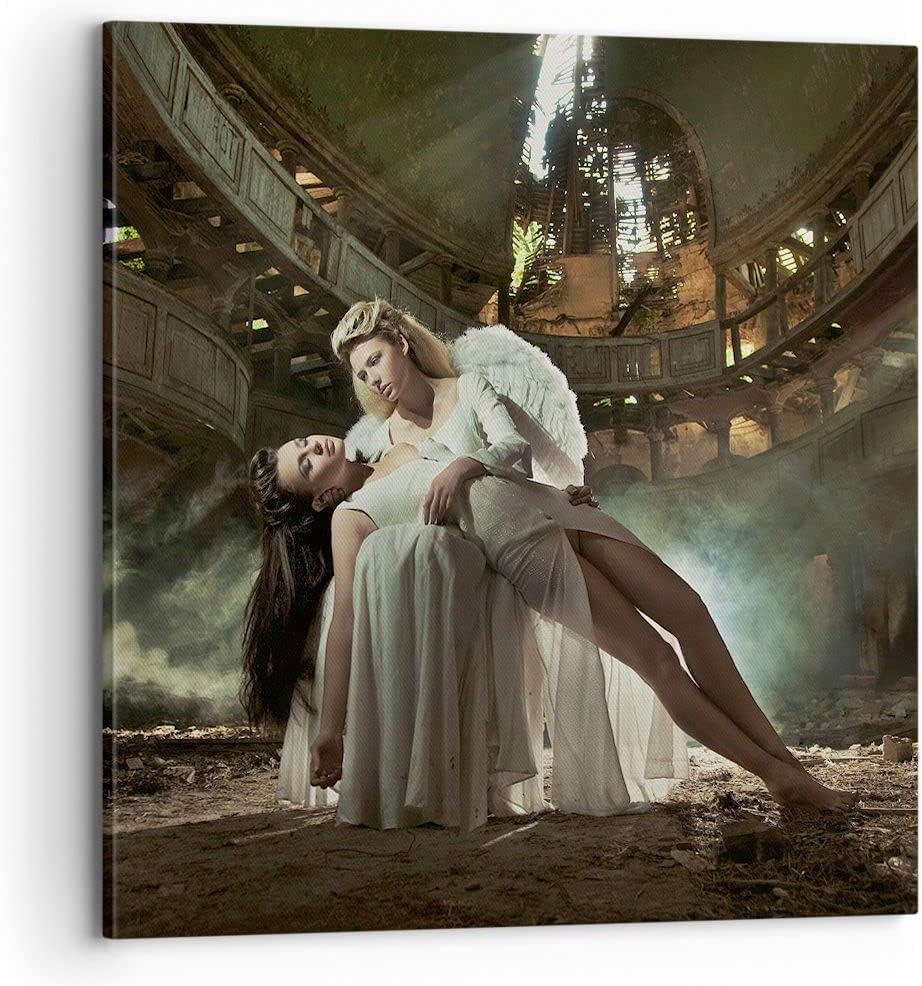 ARTTOR Bilder auf Leinwand 70x70cm Leinwandbild Engel Frau Theater Oper Gross Wanddeko Bild Schlafzi