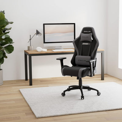 Sharkoon Skiller SGS2 Hochwertiger Gaming Stuhl mit Stoffbezug, Robuste Stahlrahmenkonstruktion, Fle