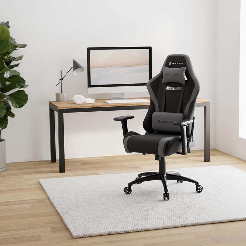 Sharkoon Skiller SGS2 Hochwertiger Gaming Stuhl mit Stoffbezug, Robuste Stahlrahmenkonstruktion, Fle