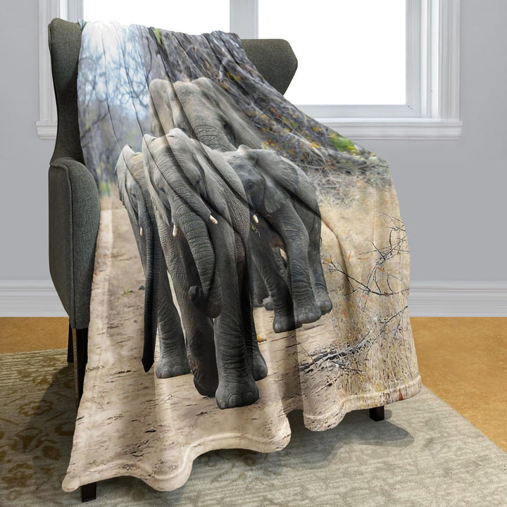 YISUMEI Bedruckte Kuscheldecke Waldstrasse Elefant Decke Weich Flanell Fleecedecke 150x200 cm 150 x