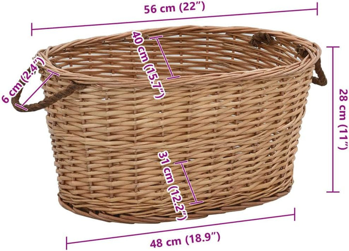 Generisch Holzkorb mit Tragegriffen 56x40x28 cm Natur Weide,Heim &amp; Garten,Zubeh?r f¨¹r Kamine &amp; Holz
