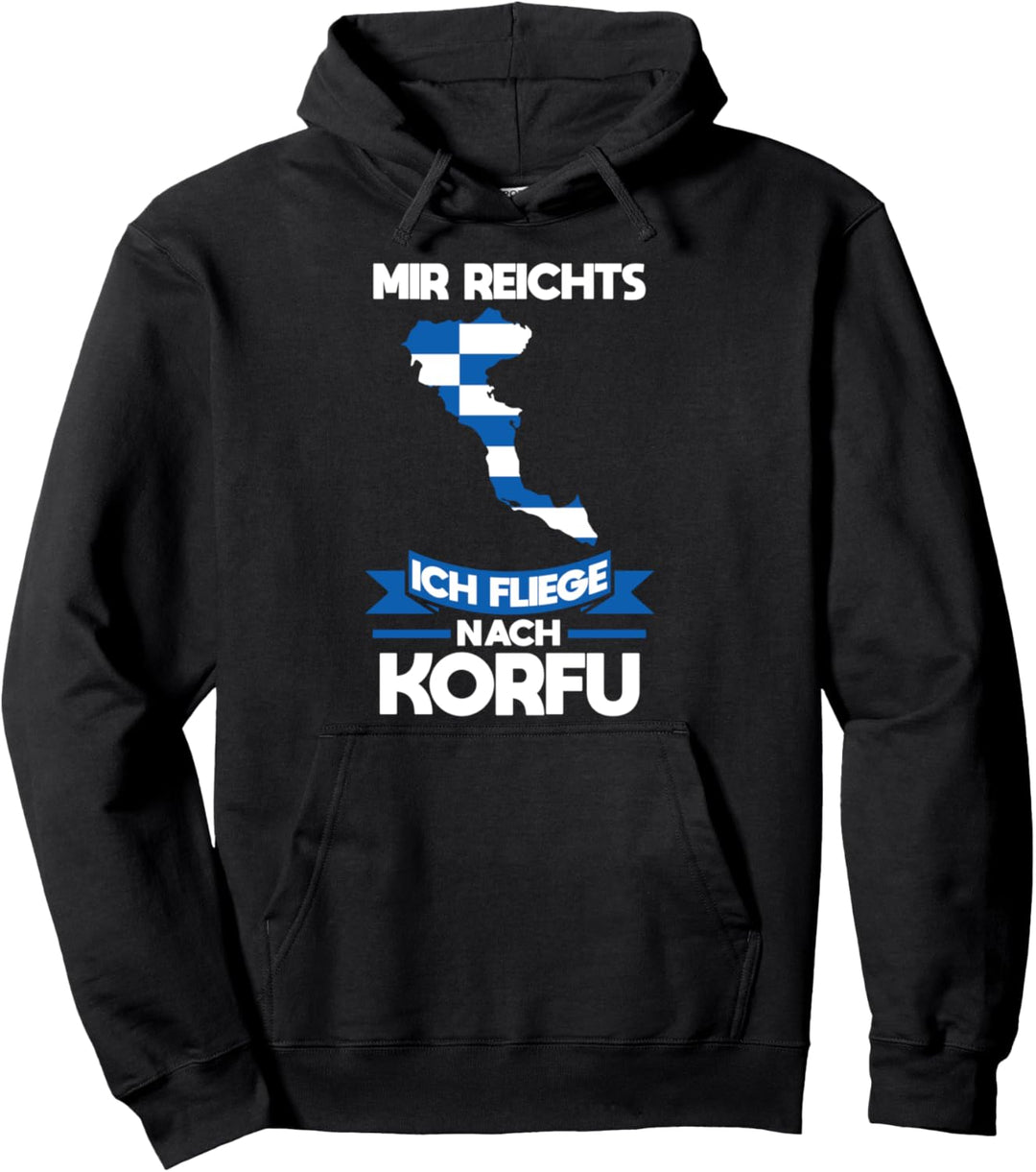 Korfu Urlaub Griechische Flagge Pullover Hoodie