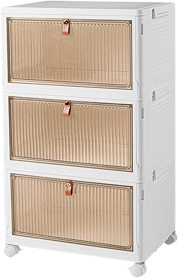 Faltbare Aufbewahrungsbox, Organizer aus Kunststoff mit Deckel und Riemenscheibe, 3 grosse Schublade