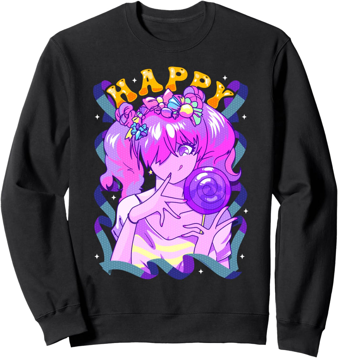 Harajuku Street Fashion Happy Anime Girl with Lollipop Sweatshirt