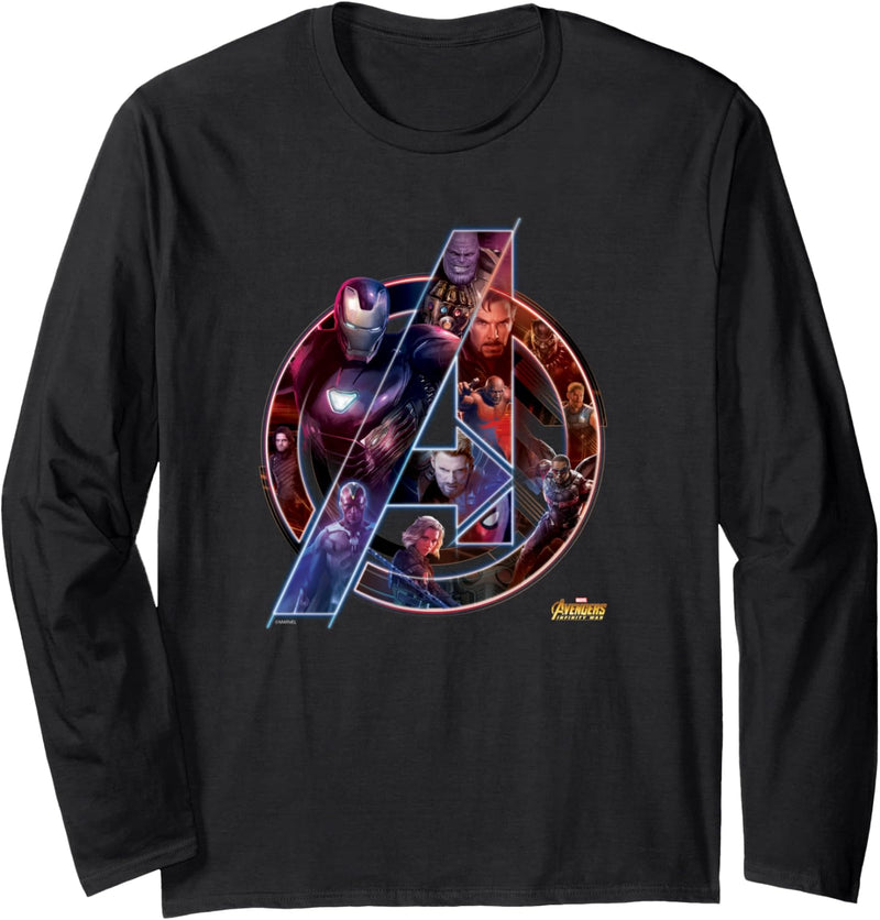 Marvel Avengers Infinity War Team Poster Logo Langarmshirt