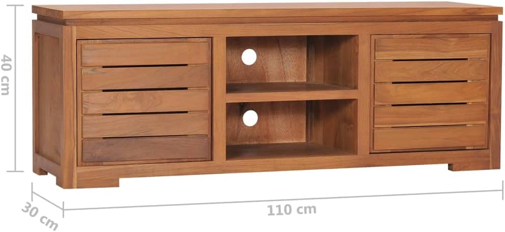 vidaXL Teak Massiv TV Schrank mit 2 Türen 2 Fächern Lowboard TV Möbel Sideboard Fernsehtisch Fernseh