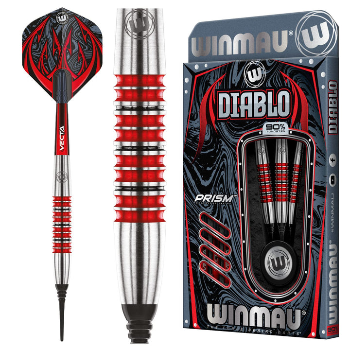 WINMAU Diablo Profi Softip Wolfram Dartpfeile mit Flüge und Stiele (Wellen) 20g Torpedo, 20g Torpedo