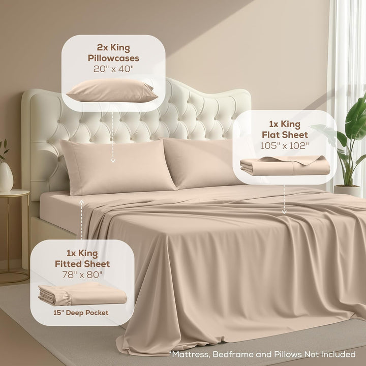UTOPIA Betten 4 Mikrofaser Bettwäsche, beige, King Size King Size Beige, King Size Beige