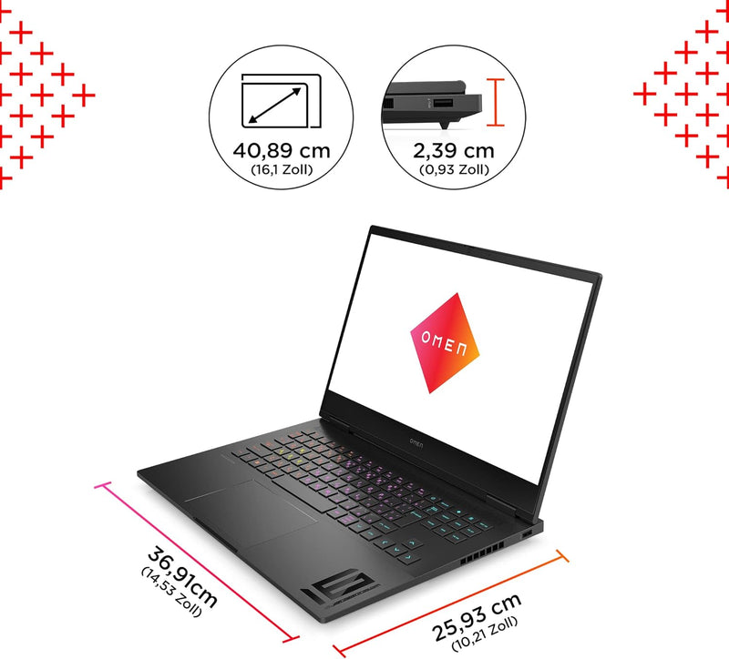 OMEN Gaming Laptop, 16,1" FHD 165Hz Display, AMD Ryzen 9 7940HS, 16 GB DDR5 RAM, 1 TB SSD, NVIDIA Ge