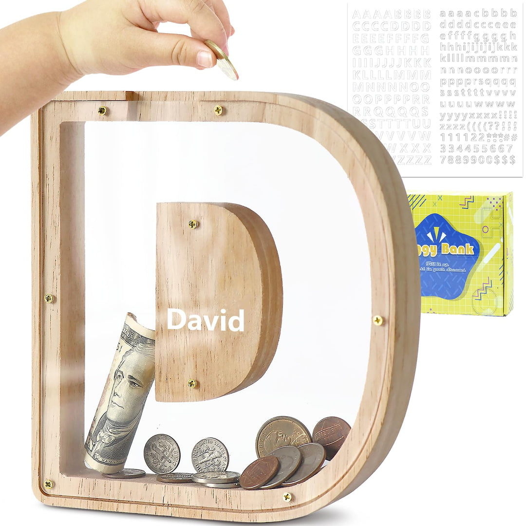 Spardose Kinder, Sparschwein Kinder, Buchstaben Spardose Holz, Spardose Personalisiert für Geburtsta