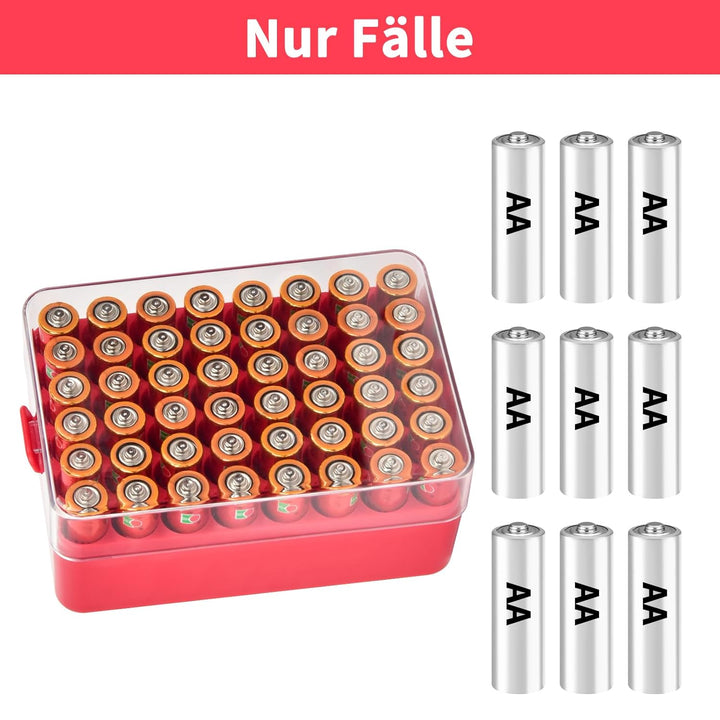 Batterie Organizer Aufbewahrungshülle, Kleine Batterie Tresor Box Container für 48 Stück AA-Batterie