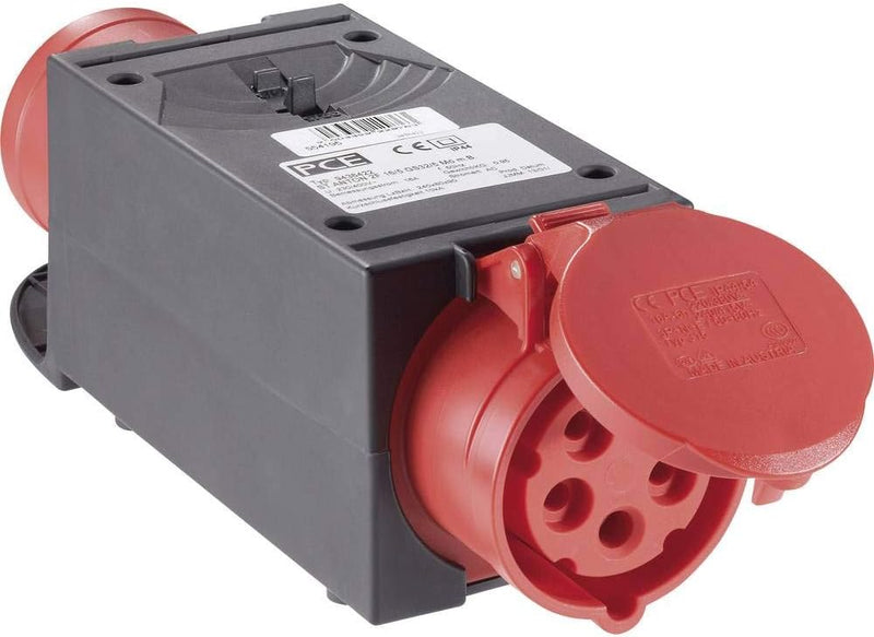 PCE 554195 9436422 CEE-Adapter 32A,400V,6h IP44, Rot, Schwarz