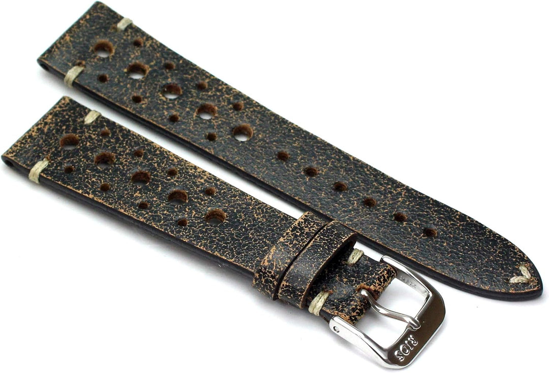 RIOS1931 Rallye Vintage Rindsleder Uhrenarmband handgemacht in Deutschland 20mm schratched rostig br