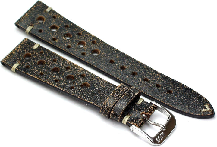 RIOS1931 Rallye Vintage Rindsleder Uhrenarmband handgemacht in Deutschland 20mm schratched rostig br