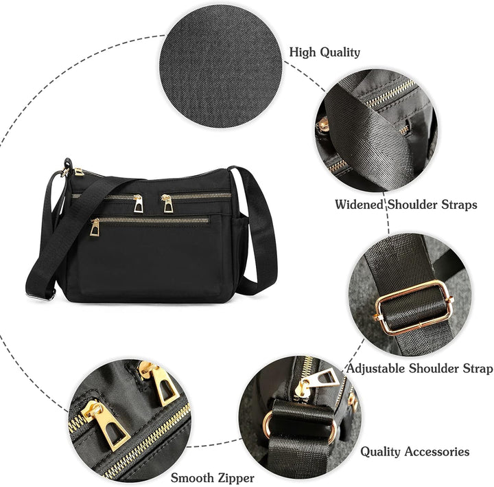 PORRASSO Damen Mode Umhängetasche Multi-Tasche Schultertasche Mädchen Nylon Handtasche für Reisen Ei