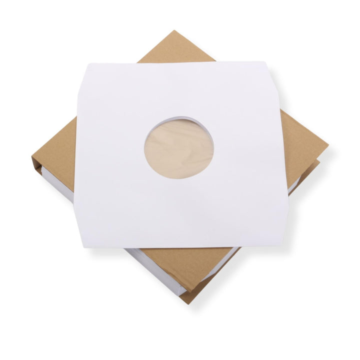 Mari-Medienverpackungen LP Schallplatten Innenhüllen (100 St.) weiss mit Eckschnitt gefüttert Vinyl
