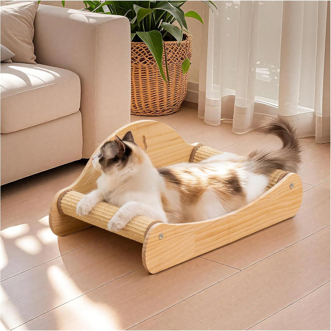 Avont Sisal Kratzbrett Holz, Kratzliege für Katzen, Bequeme Kratzpads zum Schlafen -M 58 cm * 33 cm,
