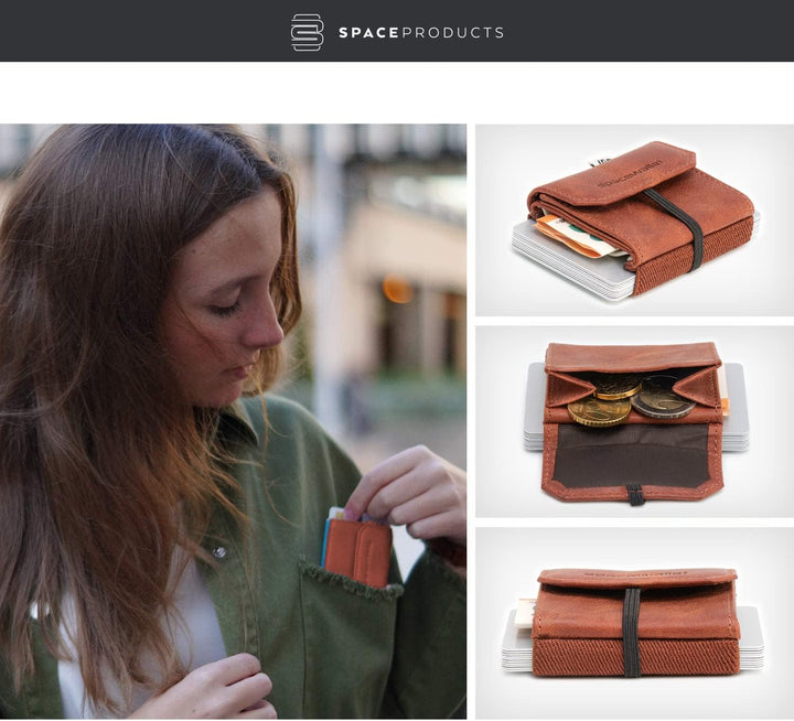 Space Wallet Space Products ® Mini Geldbörse für Frauen &amp; Männer I Sehr kleines Echtleder Wallet/Por