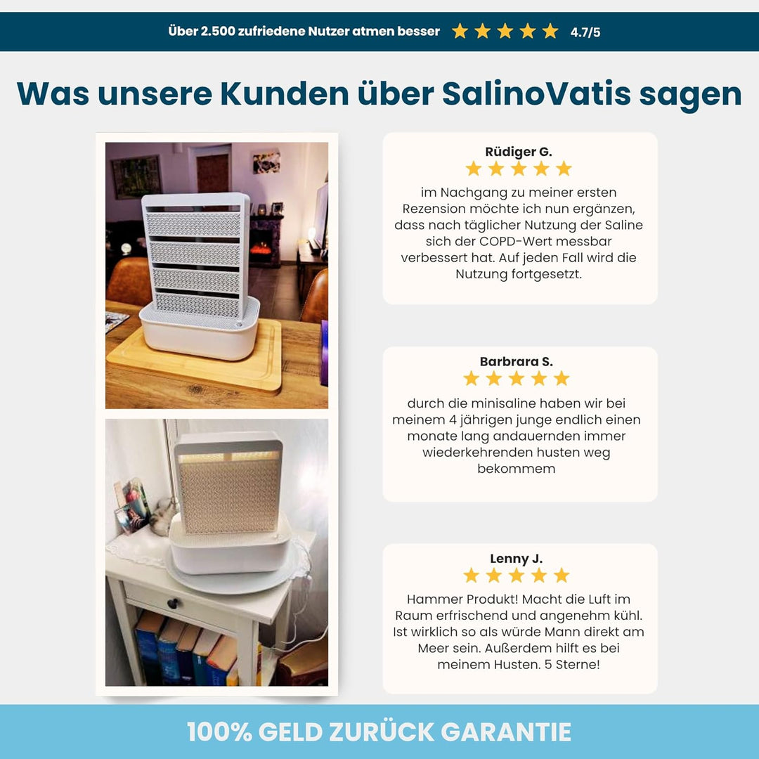 Salino Mini-Saline Aura – Moderner Salzluft-Befeuchter, stylische Raumluftverbesserung, natürliches