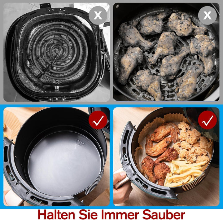 Triple K&amp;S Airfryer Backpapier Philips 200 Stück, 16 x 16 cm – Antihaft Backpapier Einlagen für 2–4,