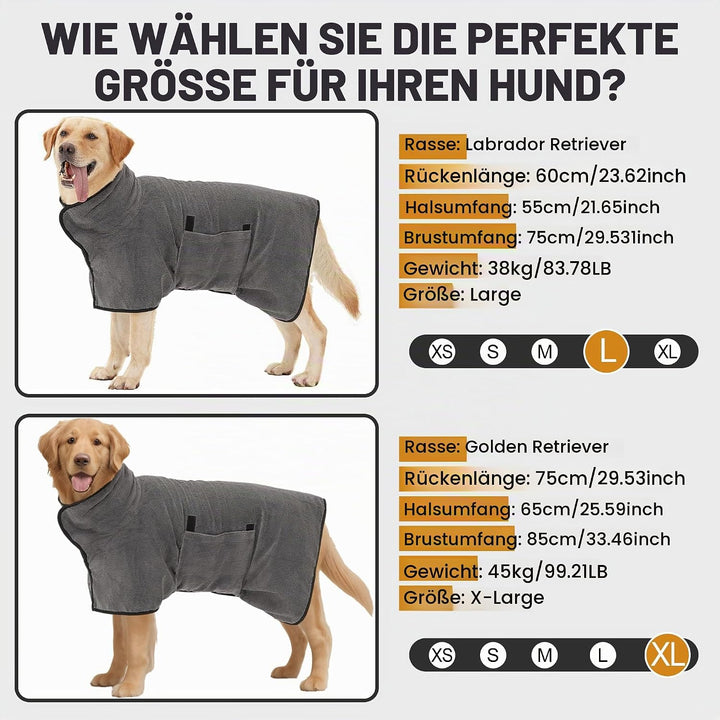 HezzLuv Bademantel Für Hunde, Hundebademantel Aus Mikrofaser Für Mittlere Und Grosse Hunde, Saugfähi
