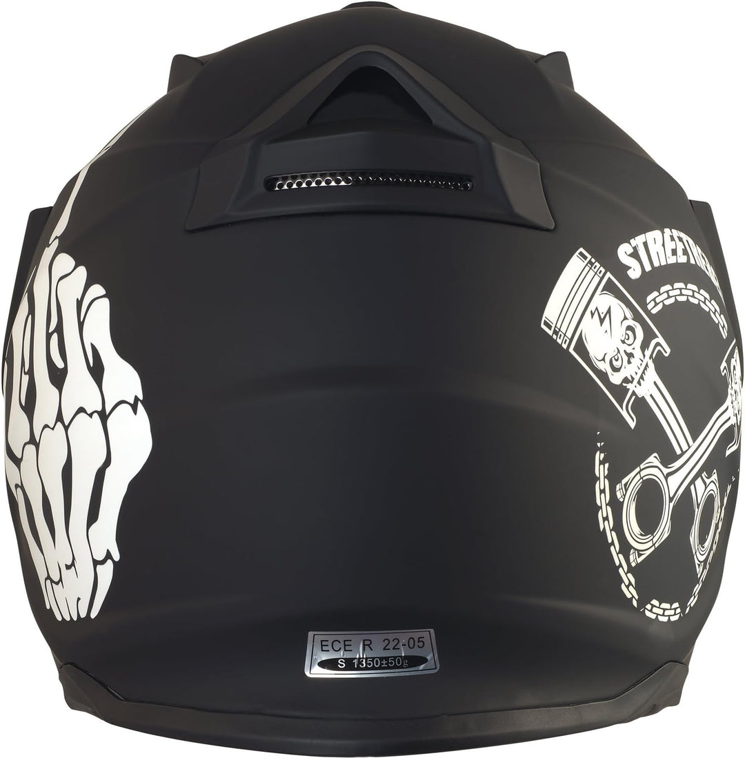 Broken Head Street Rebel grün Motocross-Helm Set mit grün verspiegeltem Visier | Enduro-Helm - MX Cr