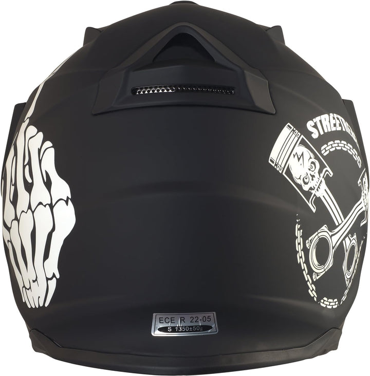 Broken Head Street Rebel grün Motocross-Helm Set mit grün verspiegeltem Visier | Enduro-Helm - MX Cr