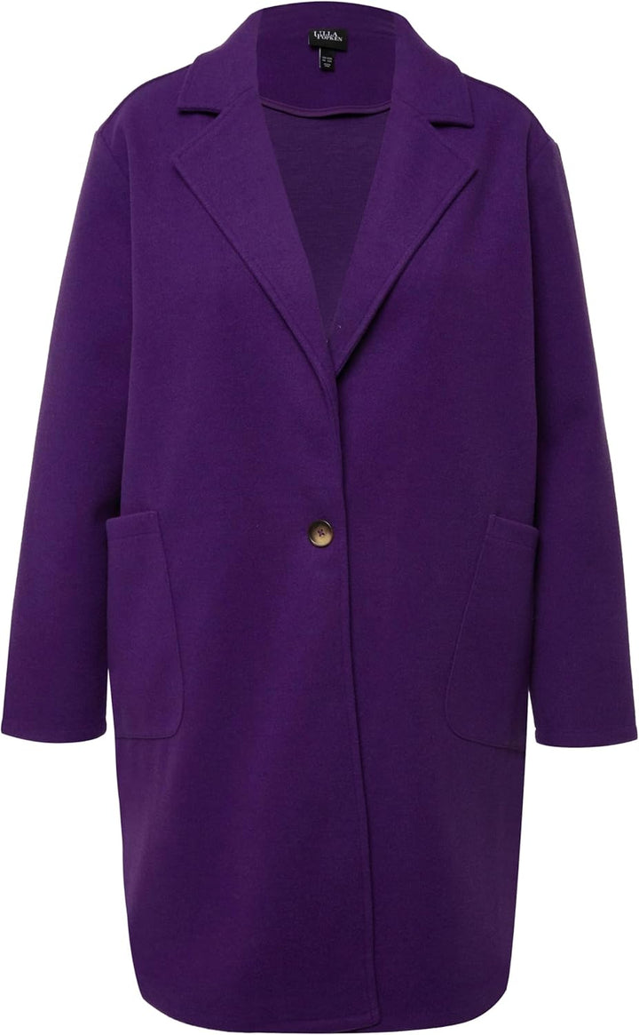 Ulla Popken Damen Sweatmantel mit Schlitzen Sweatjacken 46-48 Tiefes Violett, 46-48 Tiefes Violett