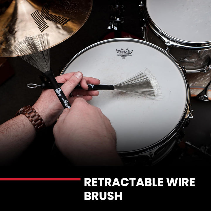 Vic Firth Signature Series Wire Brush - Steve Gadd - Retractable - Black Handle Wire Brush Single, W