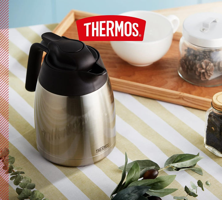THERMOS Thermoskanne THV, Edelstahl 1L, Edelstahleinsatz, grosse Öffnung, spülmaschinenfest, 4026.20
