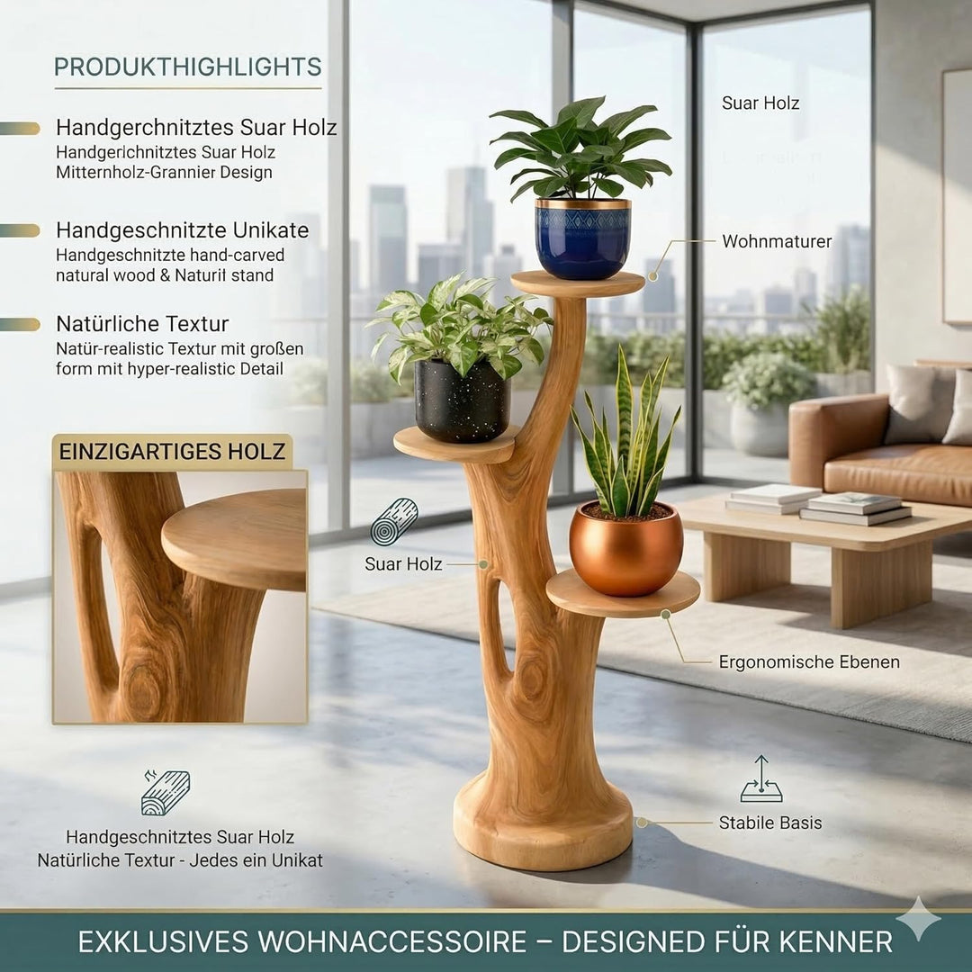 My-goodbuy24 Blumenständer Blumentreppe Blumenpodest Blumenhocker Pflanzen Blumen Treppe Holz Massiv