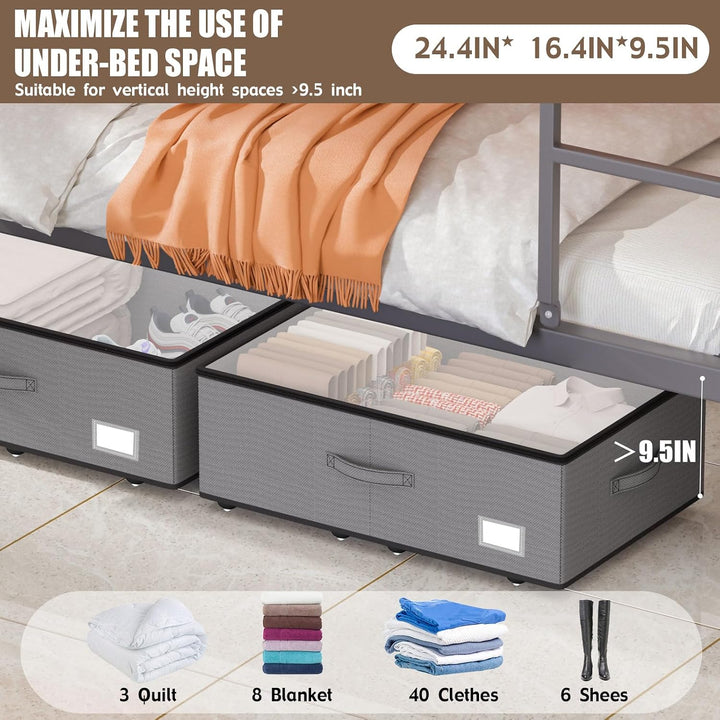 EE-RoomWorld Unterbettkommode mit Rollen, keine Montage erforderlich, 25,4 cm Höhe, Unterbett-Aufbew