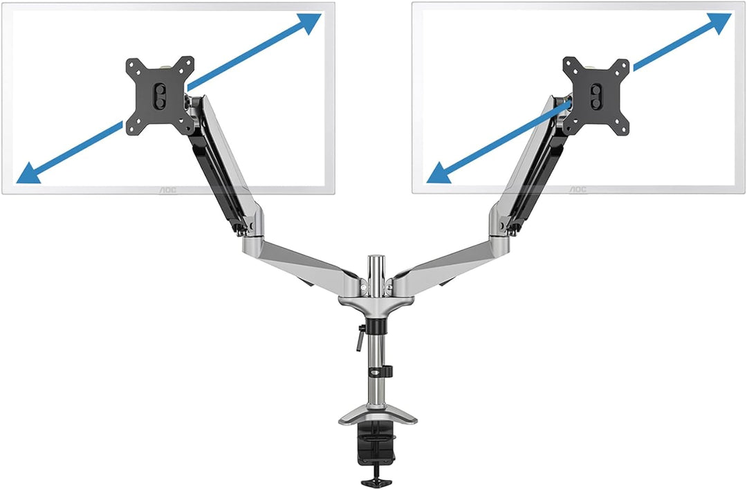 DIGITUS Monitorhalterung - Klemme & Gasdruckfeder - 2 Monitore - Bis 27 Zoll - Bis 2x 8 kg - VESA 75