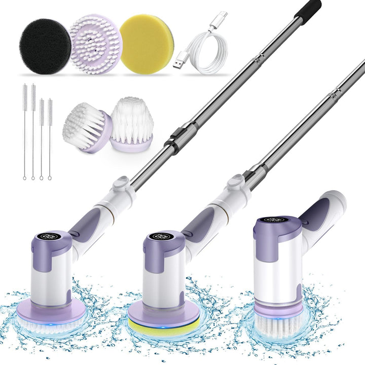 Electric Cleaning Brushes with 5 Interchangeable Brush Heads and 2 Adjustable Speeds, Cordless Handh