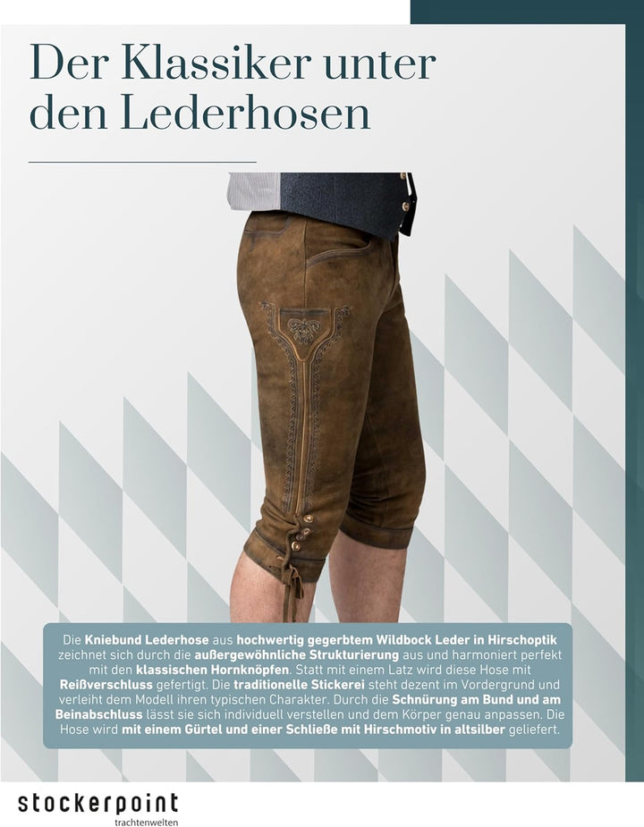 Stockerpoint Siggi2 Herren Trachtenlederhose, Havanna Gespeckt