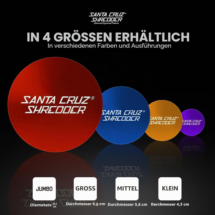 Santa Cruz Shredder Kräutermühle aus Metall, gerändelt, für stärkeren Griff, 3-teilig, gross, 6,9 cm