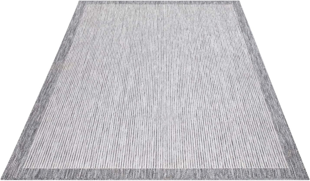 carpet city Outdoor-Teppich Wetterfest Balkon Terrassen - Grau in 160x230 cm - Deko Teppiche Aussen