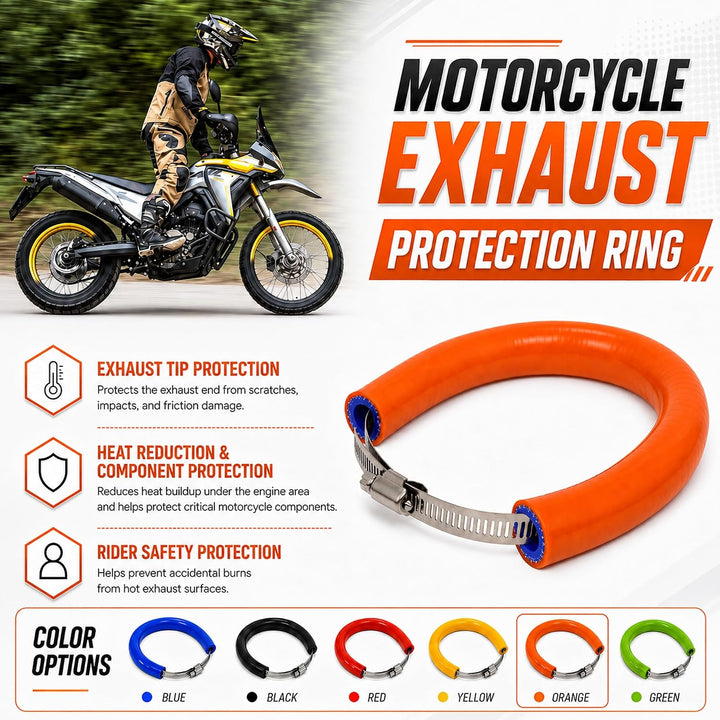JFG RACING 64 cm/25,2" Motorrad Auspuff Schutzring,Universeller Verstellbarer Auspuff Schutz Hitzesc