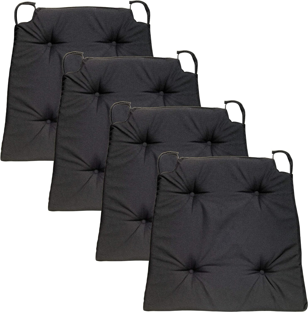 Traumnacht Stuhlkissen Basic 4er Set, mit einem Bezug aus 100% Polyester, 40 x 42 x 5 cm, schwarz, Ö