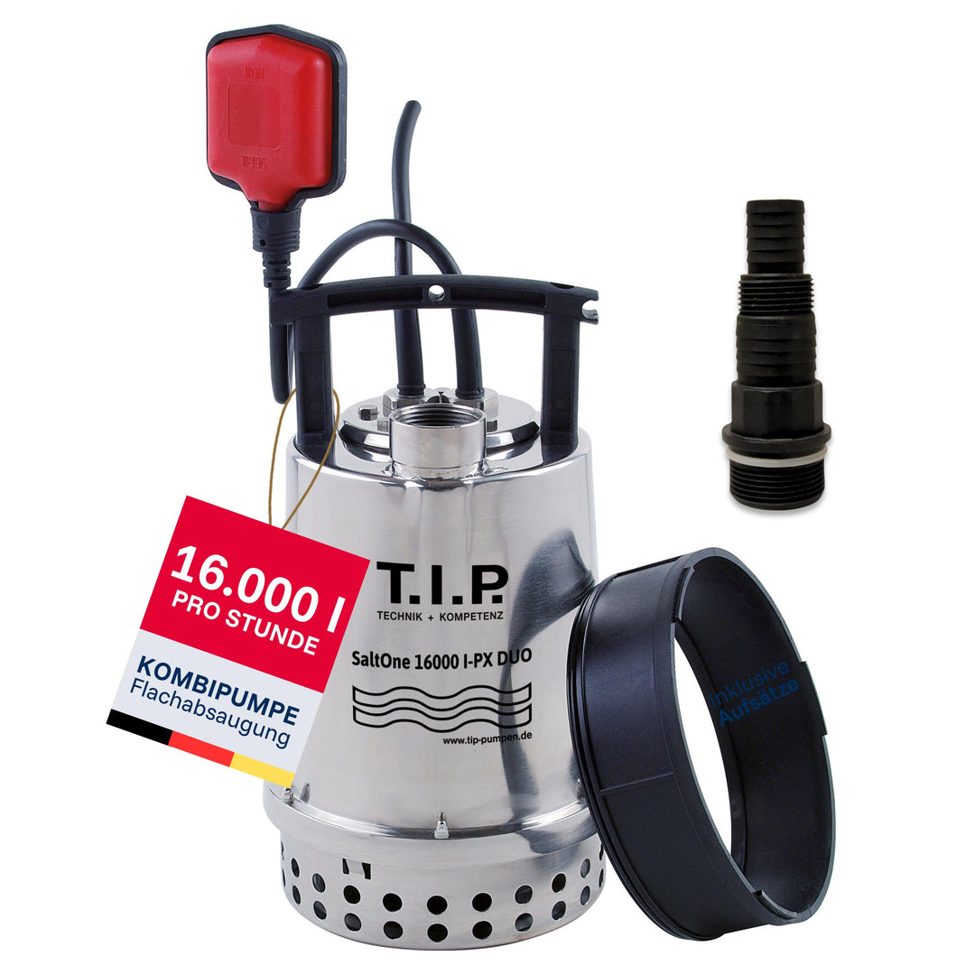 T.I.P. SaltOne 1600 I-PX DUO Salzwasser-Tauchpumpe (bis 16.000 l/h Fördermenge, Förderhöhe max. / Dr
