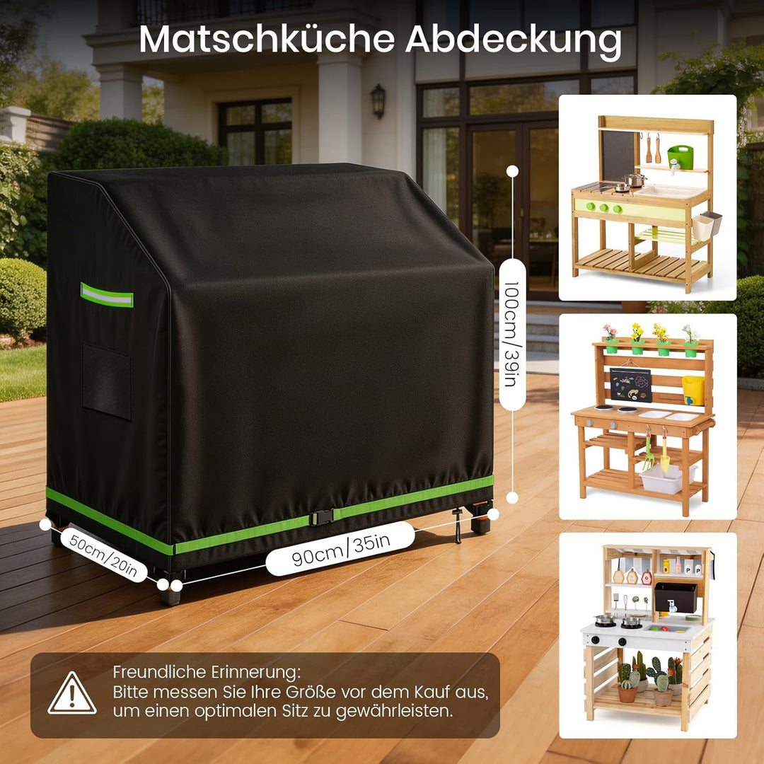 Matschküche Abdeckung, 420D Oxford 90x50x100cm (LxBxH), wasserdichte Matschküche Kinder Abdeckung, U