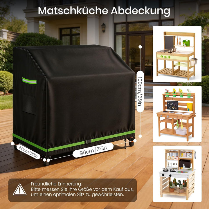 Matschküche Abdeckung, 420D Oxford 90x50x100cm (LxBxH), wasserdichte Matschküche Kinder Abdeckung, U