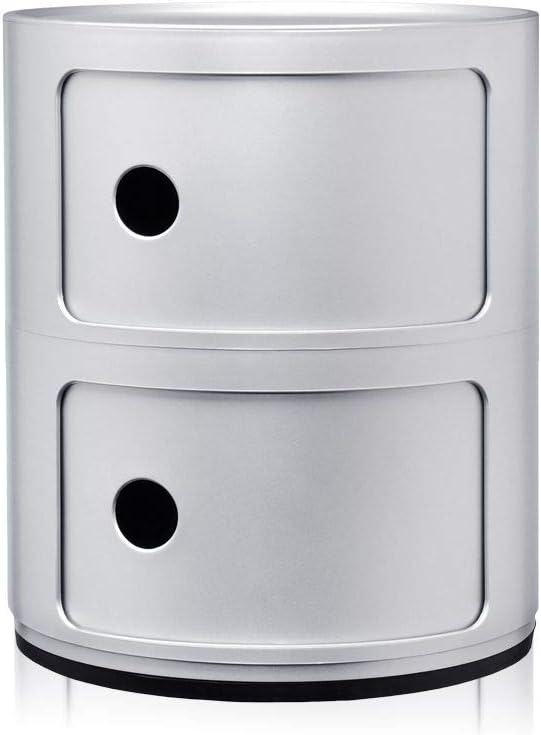 Kartell Componibili, 2 Elements, Silber, Runde Basis 2-fächer Silber, 2-fächer Silber