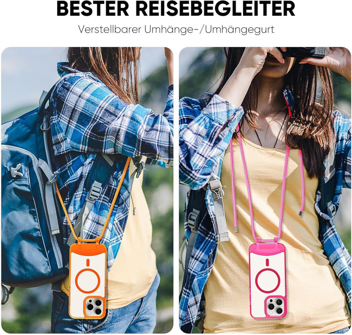 Handyband kompatibel mit iPhone 13 Pro Max, Necklace Hülle mit Bands Handyhülle für zum Umhängen,Mag